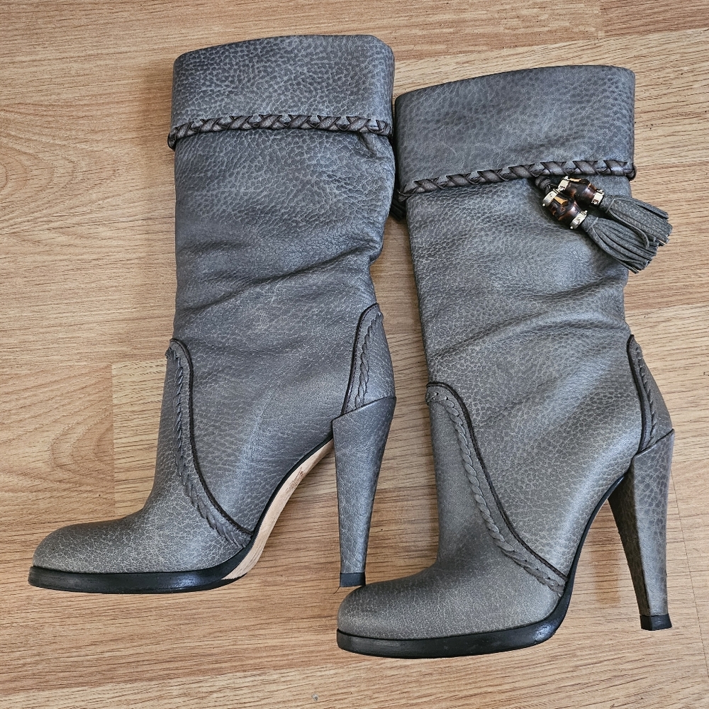 Authentic Gucci bamboo leather boots